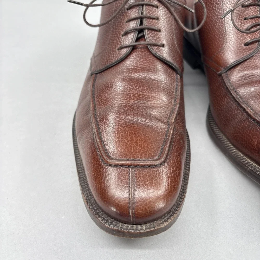 Salvatore Ferragamo Shoes Mens Size 10.5 Brown Lace Up‎ Split Toe Derby Italy